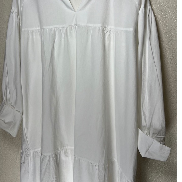 Tiered V Neck Short Sleeve Midi Dress Women's 4XL White Beach Boho Coastal - Picture 8 of 14